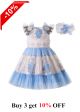 Blue Tulle Embroidered Summer Dress + Handmade Headband