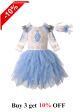 Three Quarter Sleeve Embroidered Tutu Dress + Handmade Headband