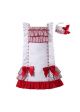 Girl Summer Red White Sleeveless Dress with Bow + Handmade Headband