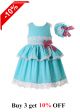 Girls Summer Lace Cyan Dress + Handmade Headband