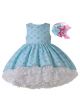 Blue Floral Lace Ruffle Dress + Handmade Headband