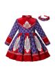 Fall & Winter Crew Neck Vintage Girls Dress + Handmade Headband
