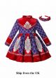 (UK Only) Fall & Winter Crew Neck Vintage Girls Dress + Handmade Headband