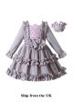 (UK Only) Gray Long Sleeve Knee-length Ruffle Girls Dress + Handmade Headband