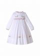 White Long Sleeve Smocked Dress 6M-4Y