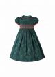 Green Girls Short Sleeve Smocked Dress