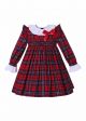 Girls Red Tartan Smocked Holiday Dress