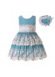 Girls Sky Blue Flower Lace Dress + Headband