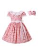 Spring Girls Pink Floral Lace Tulle Dress + Handmade Headband