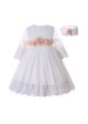 Girls Tulle & Lace Dress with flower sash + Handmade Headband