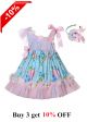 Blue & Pink Chiffon Ruffled Dress + Handmade Headband