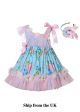 (UK ONLY)Blue & Pink Chiffon Ruffled Easter Ramadan Dress + Handmade Headband