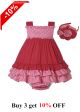 3pcs Red Baby Plaid Ruffle Dress Set