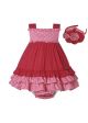 3pcs Red Baby Plaid Ruffle Dress Set