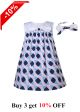 (Only size 4 left) Spring Summer White Bow Girls A-line Dress + Handmade Headband