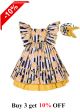 Vertical Striped Lemon Patterns Dress + Handmade Headband