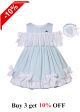 Summer Girls Striped Bow Lace Ruffle Dress + Handmade Headband