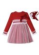 Baby Girls Red Christmas Dress + Handmade Headband