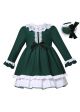 Christmas Green Lace Ruffle Dress + Headband