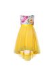 Girls Yellow Sleeveless Floral Princess Tulle Tutu High Low Dress