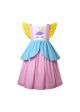 Girls Unicorn Print Ruffle Sleeveless Layer Hem Rainbow Dress