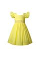 Girls Yellow Ruffle Sleeve Smocked Dress