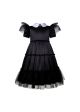Girls White Collar With Lace Black Gothic Dress