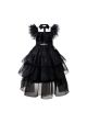 Girls Black Mesh Dress Up Clothes With belt