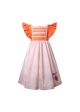 Girls Orange Ruffle Sleeves Lace Dresses