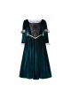 Girls Green Velvet Dress Halloween Princess Costumes