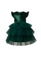 Green Flower Girls Tutu Sequin Dresses