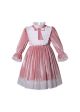 Girls Pink Velvet Gown Lace Dress