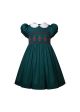 Girls Green Christmas Tree Smocked Dresses