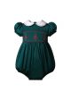 Baby Girls Green Christmas Tree Smocked Romper