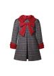 Girls Fall & Winter Checkered Frilly Dress with Red Bow