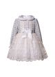 Girls Black White Tweed Cream Lace Dress