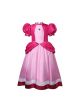 Girls Super Bros Classic Princess Peach Costume Dress-Up Outfit