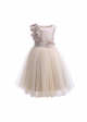 Girls Party Tulle Dress with Floral Patch Mesh at Back