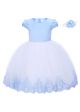 Girls Blue Princess Dress Lace Floral