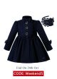 (USA ONLY)Autumn & Winter Girls Dark Blue Single Breasted Wool Coat + Hand Headband