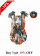 Flower Orange Baby Romper Set + Handmade Headband