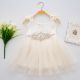 White Sleeveless Crystal Decoration Chiffon Dress