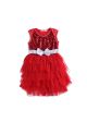 Red Sequins Layered Princess Dress With Bow