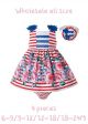 (4 pieces) Red White Striped Baby Summer Dress + Handmade Headband