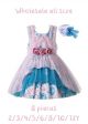 (8 pieces) Square Collar Sleeveless Chiffon Pink and Blue Dress + Handmade Headband