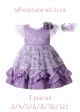 (7 pieces) Purple Noble Ruffle Printed Flower Feather Ornament Princess Dress + Handmade Headband