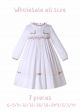 (7 pieces) White Long Sleeve Smocked Dress 6M-4Y