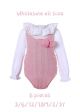 (6 pieces) Cute Pink 2 Piece Baby Sweater Romper + England Style Ruffle Shirt