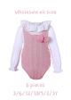 (6 pieces) Cute Pink 2 Piece Baby Sweater Romper + England Style Ruffle Shirt