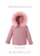 (5 pieces) Dark Pink baby Square Collar Sweater Coat With Detachable Hat